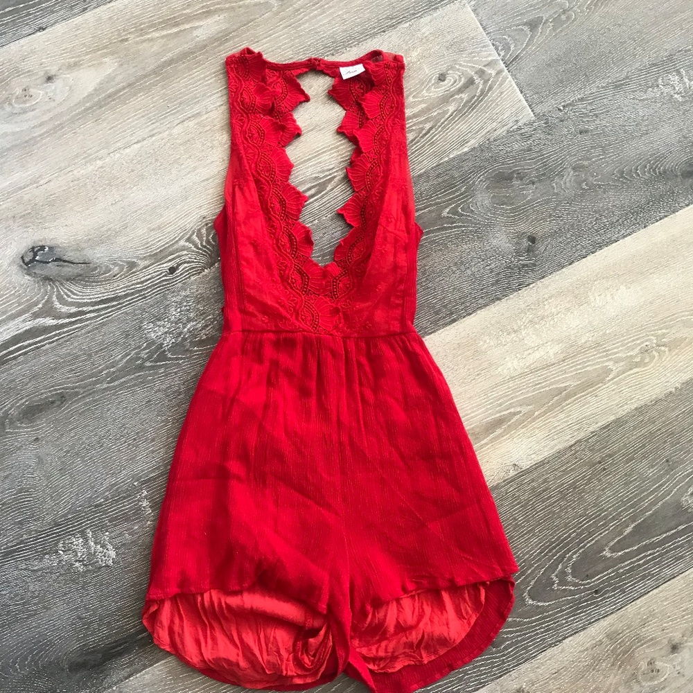 Red Crochet Tassel Romper